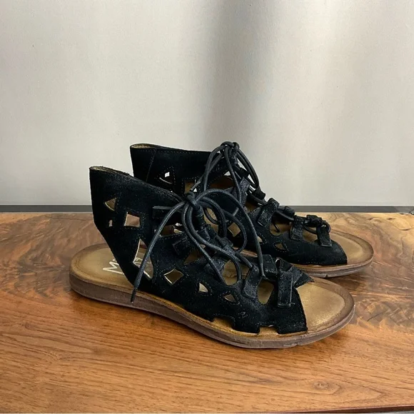 Miz Mooz Fond Gladiator Black Leather Lace Up Sandal, New in Box, EU Size 38